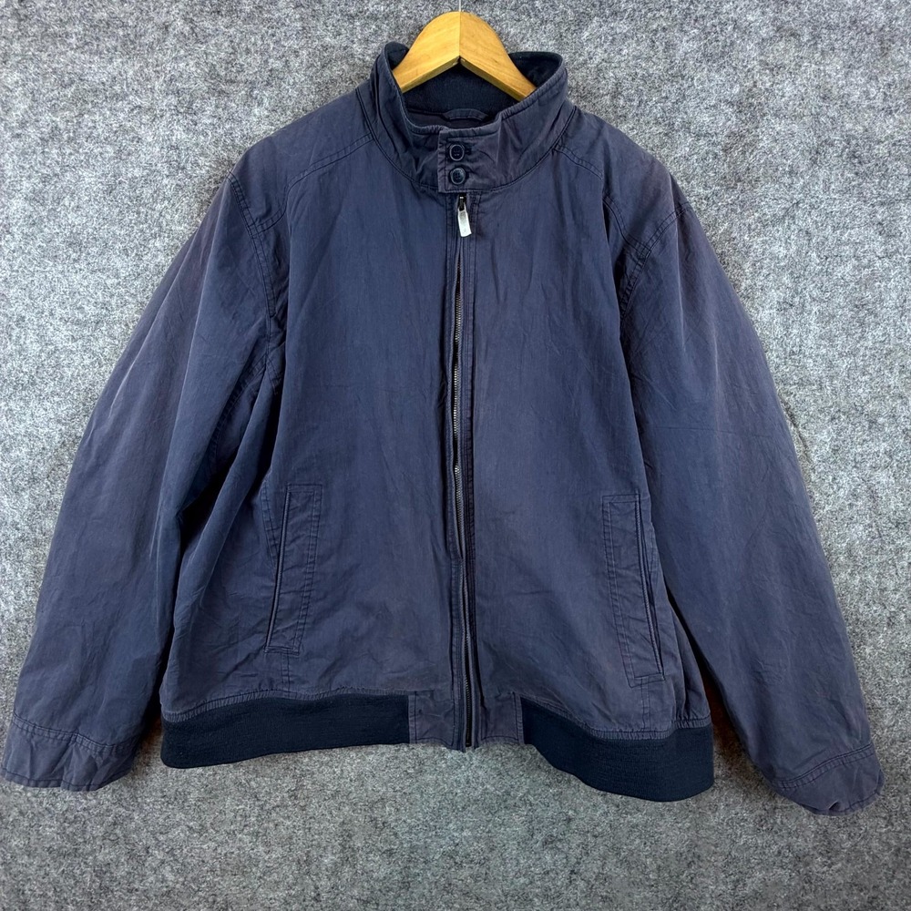 Dockers Bomber Jacket Mens 2XL Navy Blue Cotton Lined Retro Dad Classic Full Zip